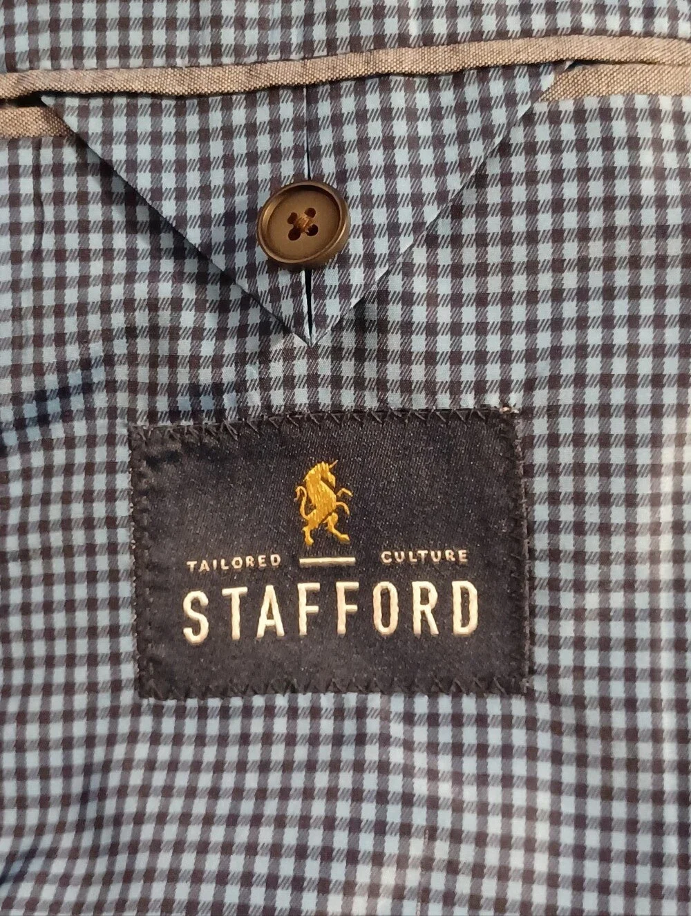 Stafford Men's Classic Fit Navy Blue Two-Button Front Blazer. 46 Long.